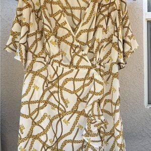 Michael Kors Cream Dress with Gold Chain Print